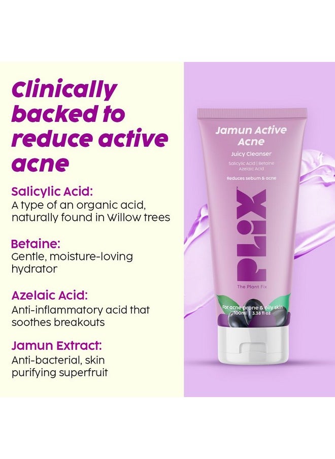 PLIX Jamun Cleanser & 10% Niacinamide Acid Serum With Smoothie Moisturizer Combo l Detoxifies The Skin l Reduces Acne Marks l Fades Blemishes l All Skin Types