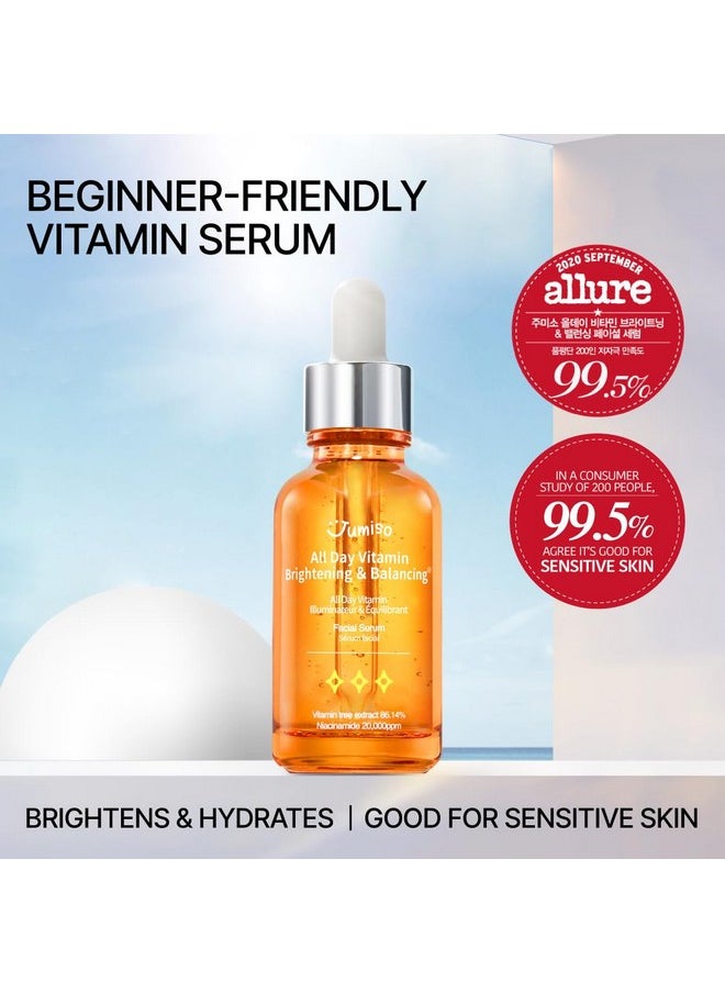 JUMISO All Day Vitamin Serum, Brightening & Balancing Facial Serum 30ml, 1.01 fl oz, 86.14% of Vitamin Tree Extract, 20,000ppm of Niacinamide