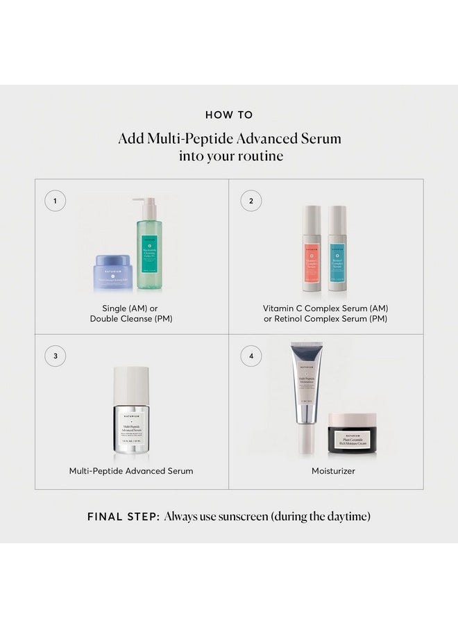 Naturium Multi-Peptide Advanced Serum, Firming & Smoothing Face Serum for Fine Lines & Wrinkles with Advanced Multi-Peptide Blend, 1 oz
