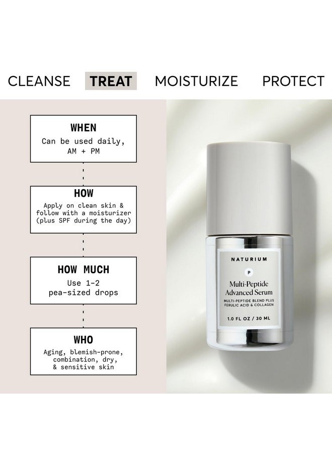 Naturium Multi-Peptide Advanced Serum, Firming & Smoothing Face Serum for Fine Lines & Wrinkles with Advanced Multi-Peptide Blend, 1 oz