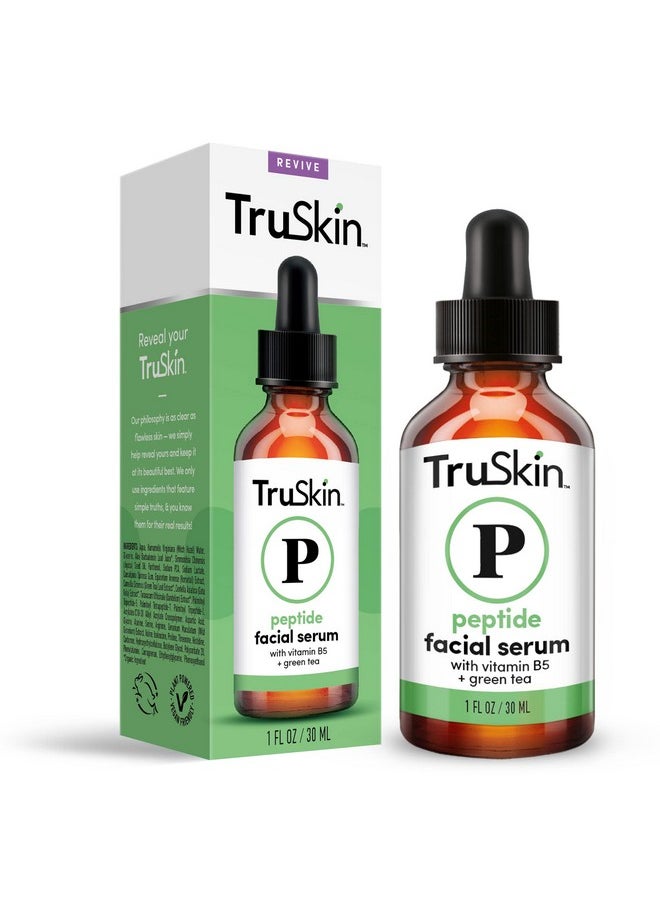 TruSkin Peptide Serum For Face - with Collagen Boosting Peptides, Amino Acids, Green Tea, Aloe and Vitamins B5 & E, 1 fl oz