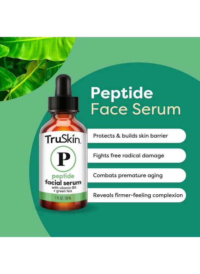 TruSkin Peptide Serum For Face - with Collagen Boosting Peptides, Amino Acids, Green Tea, Aloe and Vitamins B5 & E, 1 fl oz