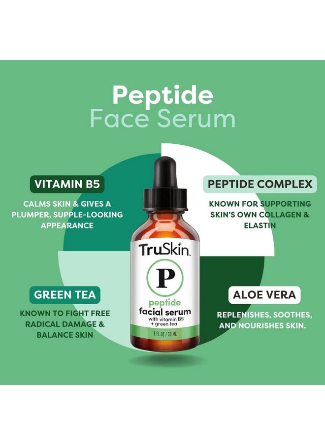 TruSkin Peptide Serum For Face - with Collagen Boosting Peptides, Amino Acids, Green Tea, Aloe and Vitamins B5 & E, 1 fl oz