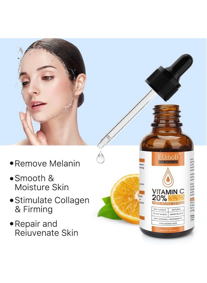 Premium 20% 𝐯𝐢𝐭𝐚𝐦𝐢𝐧 𝐜 𝐬𝐞𝐫𝐮𝐦 - (2PACK) with Hyaluronic Acid, Retinol & Amino Acids - Boost Skin Collagen,Hydrate & Plump Skin, Anti Aging & Wrinkle Facial Serum