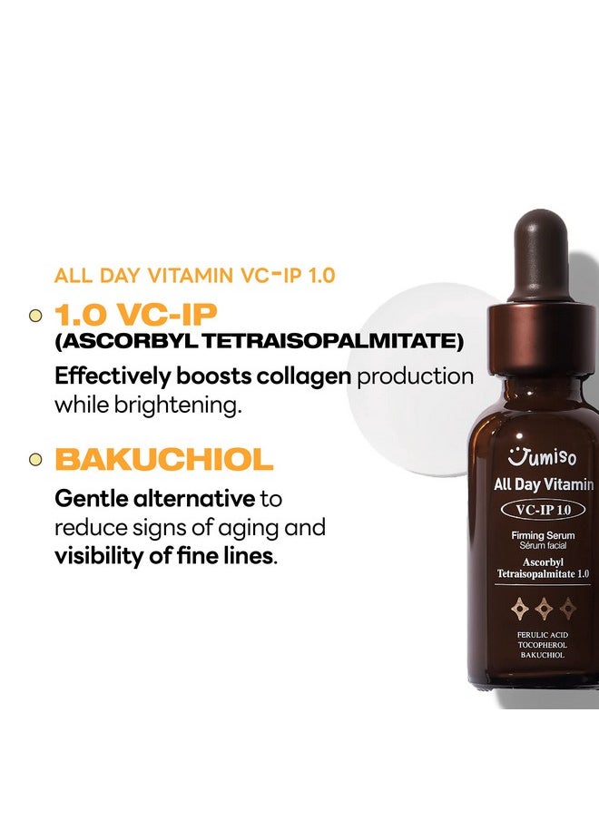 JUMISO All Day VC-IP 1.0 Firming Serum 30ml, 1.01 fl oz, Boosting Collagen, Reducing fine lines, Aronia Extract, Bakuchiol, Panthenol