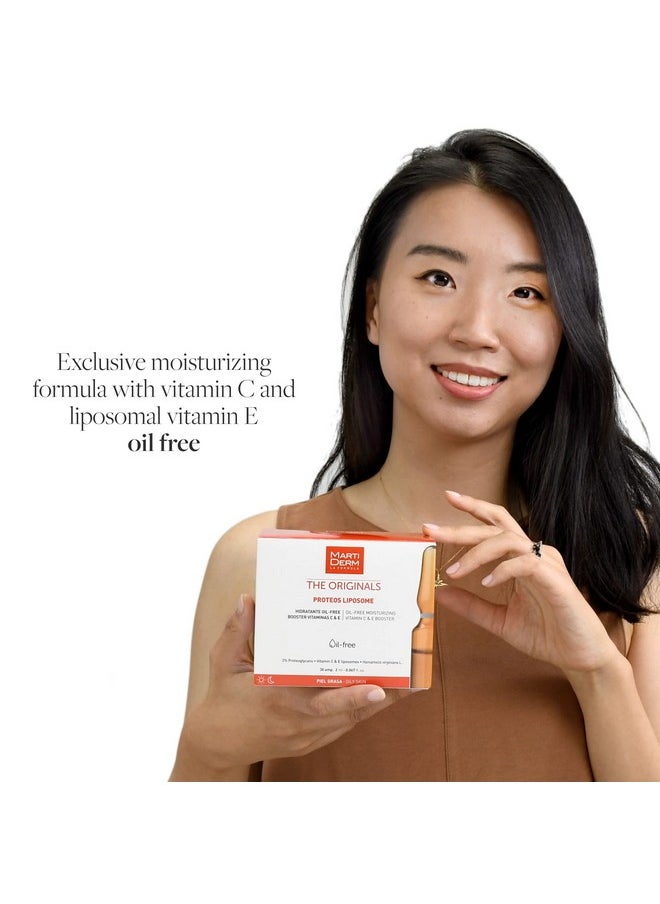 MartiDerm Proteos Liposome Ampoule for Women and Men with Proteoglycans, Vitamin E and C, for Oily Skin Deep Moisturizer and Firming, 30 Ampoules.