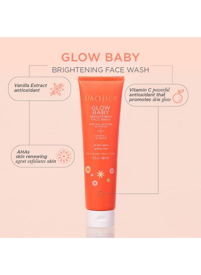 Pacifica Beauty Glow Baby VitaGlow Face Lotion and Brightening Face Wash Set, Skincare, Vitamin C and E, AHA, Exfoliator, Cleanser, Hydrating, Moisturizer, Vegan, 1.7 fl oz and 5 fl oz (Set of 2)