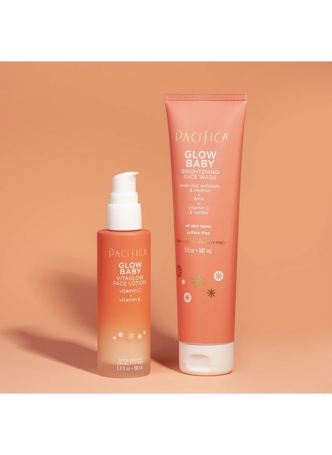 Pacifica Beauty Glow Baby VitaGlow Face Lotion and Brightening Face Wash Set, Skincare, Vitamin C and E, AHA, Exfoliator, Cleanser, Hydrating, Moisturizer, Vegan, 1.7 fl oz and 5 fl oz (Set of 2)