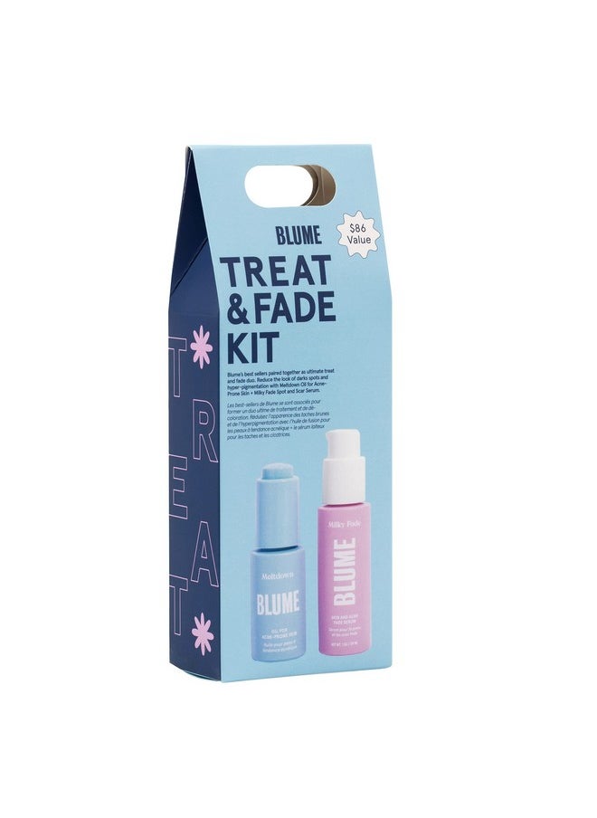 Blume Treat and Fade Skin Care Set - Meltdown Face Oil & Milky Fade Acne Scar Care - 2 Step Skin Care Kit to Help Fade Dark Spots, Repair Skin Barrier & Brighten Complexion (2 Count)