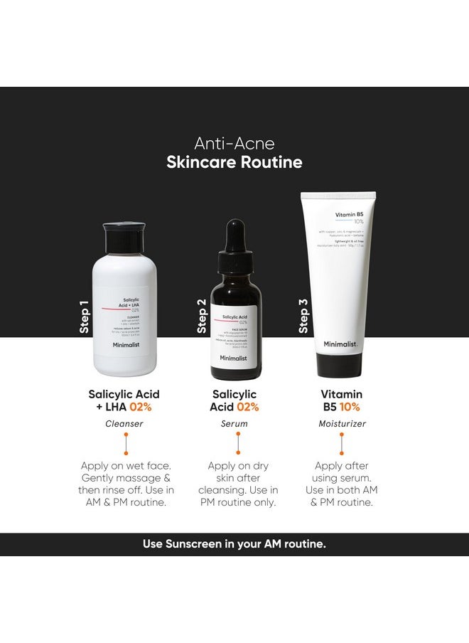Minimalist Anti-Acne 2% Salicylic Acid Face Serum for All Skin Types | Reduces Blackheads,Oiliness, Excess Oil & Bumpy Texture | BHA Based Exfoliant | 30 ml