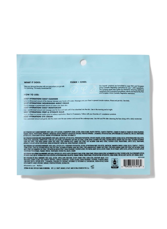 e.l.f. Jet Set Hydration Kit, Travel Friendly Hydrating Skincare Set, Face Cleanser, Balm, Moisturizer, Eye Cream & Night Cream, Vegan & Cruelty-Free