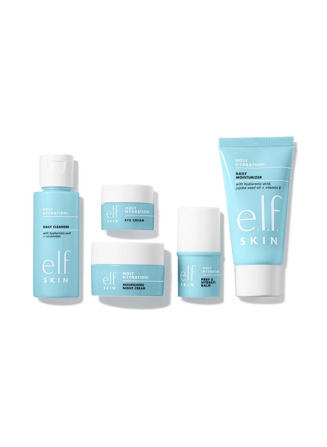 e.l.f. Jet Set Hydration Kit, Travel Friendly Hydrating Skincare Set, Face Cleanser, Balm, Moisturizer, Eye Cream & Night Cream, Vegan & Cruelty-Free