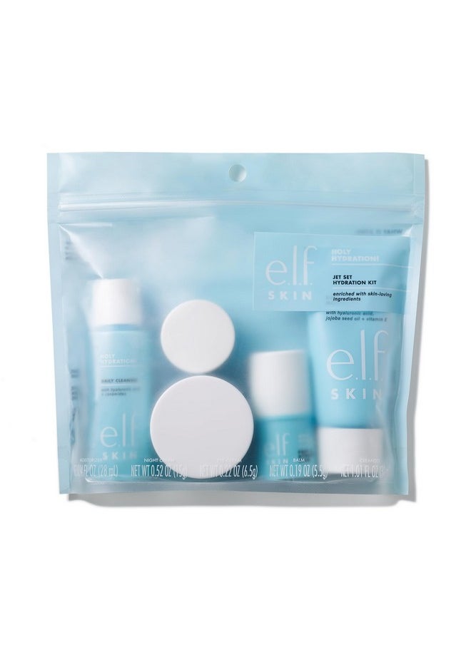 e.l.f. Jet Set Hydration Kit, Travel Friendly Hydrating Skincare Set, Face Cleanser, Balm, Moisturizer, Eye Cream & Night Cream, Vegan & Cruelty-Free