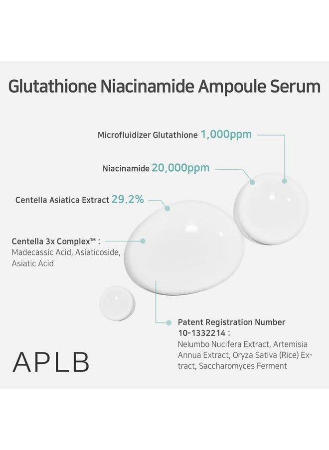 APLB Glutathione Niacinamide Ampoule Serum | LIPO GLUTA NIAC CEN™ 31.3% 1.35 FL.OZ/Korean Skincare, Long lasting moisturizing, Improve skin elasticity, Revitalize for gentle and improve skin texture