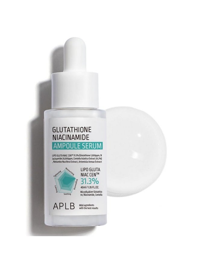 APLB Glutathione Niacinamide Ampoule Serum | LIPO GLUTA NIAC CEN™ 31.3% 1.35 FL.OZ/Korean Skincare, Long lasting moisturizing, Improve skin elasticity, Revitalize for gentle and improve skin texture