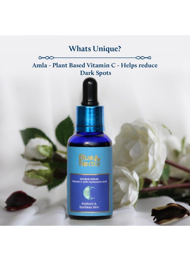 Blue Nectar Plant Based Vitamin C Face Serum for Glowing Skin 100 Natural Hyaluronic Acid Serum Ayurvedic Serum for Women Men 9 Herbs 30 ml