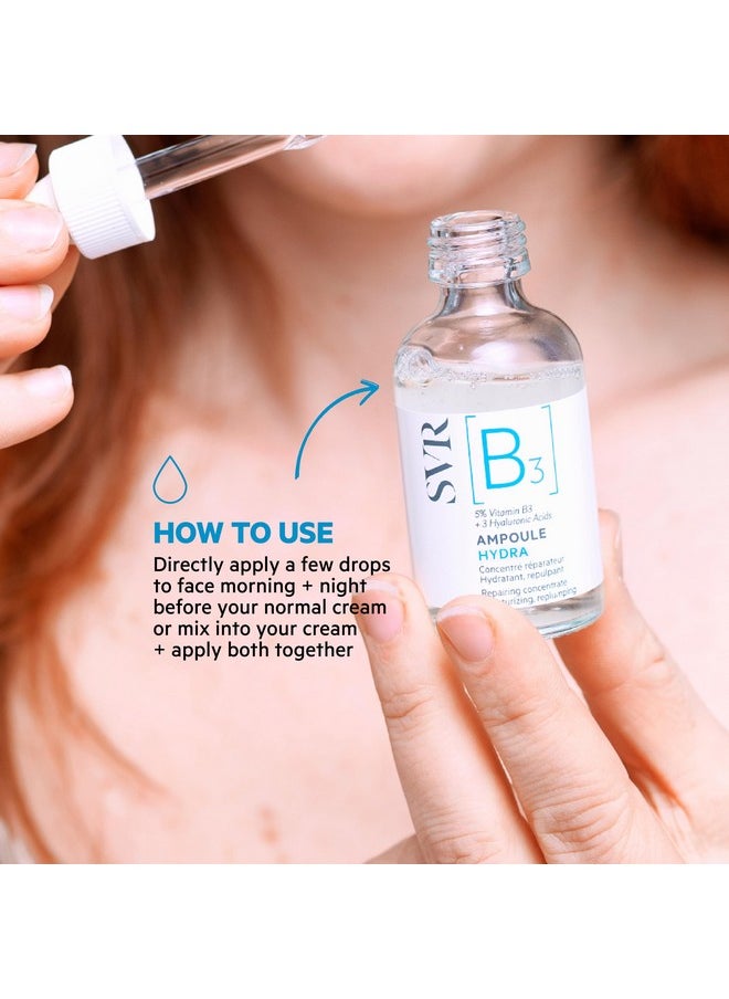 SVR [B3] Concentrate Hydra Plumping Face Serum With Niacinamide And 3 Types Of Hyaluronic Acid. Moisturize, Visibly Plumps And Reduces The Appearance Of Fine Lines. Fragrance Free Care, 1 Fl.oz.