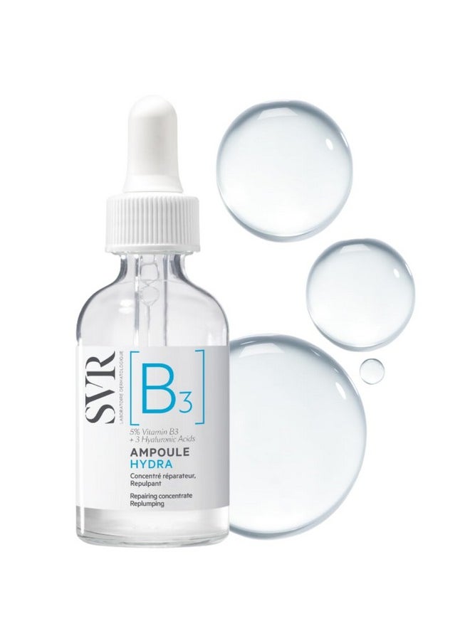SVR [B3] Concentrate Hydra Plumping Face Serum With Niacinamide And 3 Types Of Hyaluronic Acid. Moisturize, Visibly Plumps And Reduces The Appearance Of Fine Lines. Fragrance Free Care, 1 Fl.oz.