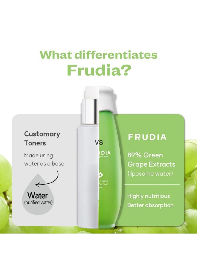 WELCOS FRUDIA Green Grape Pore Control Toner | Pore Minimizing Toner w/GG Extract, Tannin Pore Complex & Anti Sebum P | Korean Skin Care Toner for Sensitive Skin | Pore Reducing Toner (6.59 fl oz)