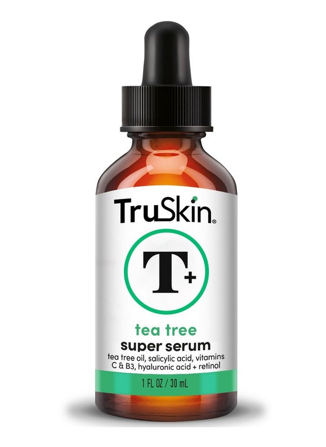 TruSkin Tea Tree Oil for Face - Acne Serum - Unclog Pores, Soothe Breakouts - Blemish Spot Treatment for Smooth, Glowing Skin - Tea Tree Oil for Skin + Salicylic Acid, Niacinamide & Retinol - 1 fl oz