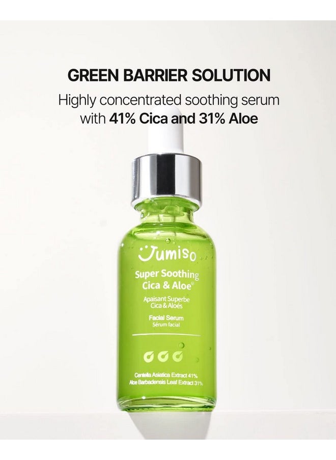 JUMISO Super Soothing Cica & Aloe Facial Serum, Moisturizing, Calming & Revitalizing, Korean Skincare, Vegan Cica Serum, Aloe Serum, 1.01 fl.oz