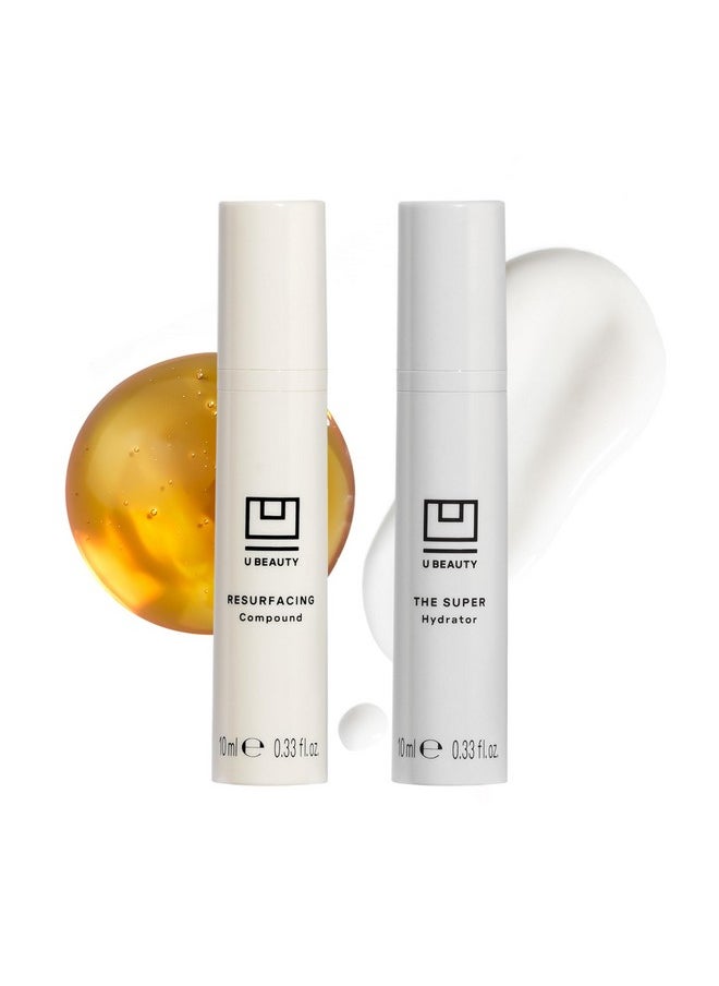 The U Beauty Duo - Resurfacing Compound & SUPER Hydrator Set - Vitamin C & E, Retinol, Hyaluronic Acid - Moisturizing Face Serum for Smooth, Hydrated and Softer Skin, Set of 2 0.33 fl.oz Trial Size
