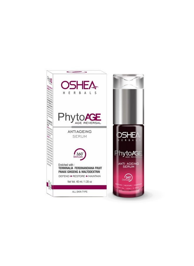 Oshea Herbals PhytoAge Age Reversal Anti Ageing & Brightening Face Serum for All Skin Types | Reduce Wrinkles, Skin Redness & Enhance Skin Radiance - 40ml