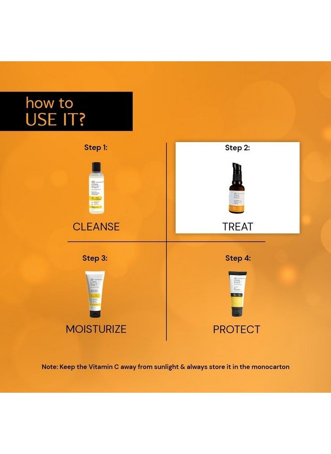 Deconstruct 10% Non-Irritating Vitamin C Face Serum For Glowing Skin|10% Vitamin C + 0.5% Ferulic Acid|Water Based Serum|Highly Stable Vitamin C Face Serum For Women And Men|Beginner Friendly|30 Ml