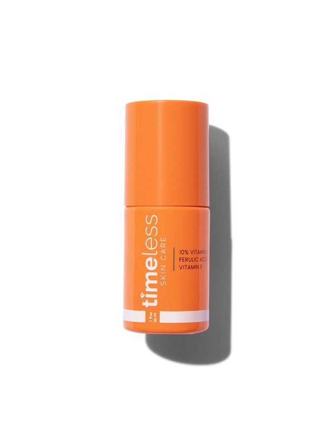 Timeless Skin Care Vitamin C Serum with Vitamin E & Ferulic Acid - 10% Vitamin C Brightening Serum - Face Serum for Oily & Dry Skin - Fragrance-Free Serum for Skin Care - 1 oz