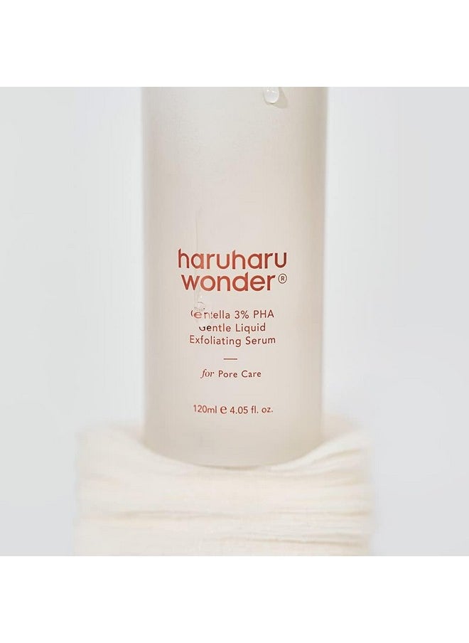 Haruharu Wonder Centella 3% PHA Gentle Liquid Exfoliating Serum 4.06 fl oz / 120ml | Hypoallergenic, PHA ingredients | Vegan, Crurelty Free, EWG-Green
