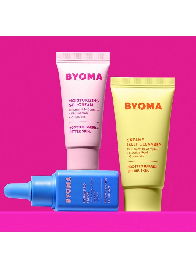 BYOMA So Hydrating Set - Barrier Repair Skincare Set - Creamy Jelly Cleanser, Hydrating Face Serum & Ceramide Face Moisturizer for Dry Skin - Anti Wrinkle, Alcohol Free Skin Care - 30ml, 15ml, 15ml
