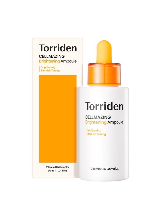 Torriden CELLMAZING Vita C Ampoule 30ml (1.01 fl.oz.) | Refining Sagging Pores and Skin Texture | 5D Vitamin C, Seaweed Complex, Panthenol | Korean Facial Serum