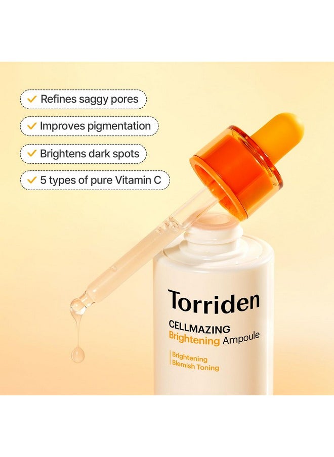 Torriden CELLMAZING Vita C Ampoule 30ml (1.01 fl.oz.) | Refining Sagging Pores and Skin Texture | 5D Vitamin C, Seaweed Complex, Panthenol | Korean Facial Serum