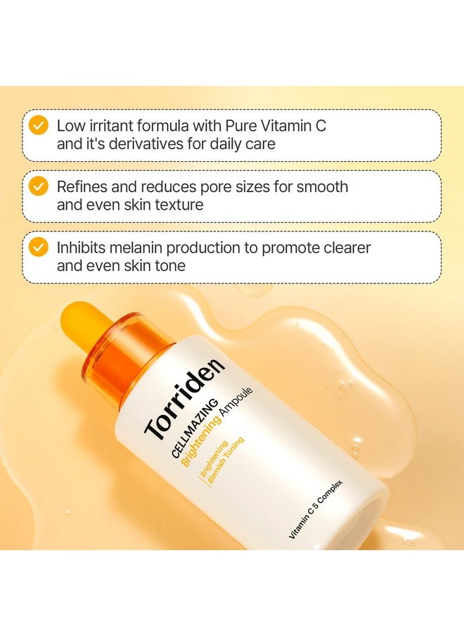 Torriden CELLMAZING Vita C Ampoule 30ml (1.01 fl.oz.) | Refining Sagging Pores and Skin Texture | 5D Vitamin C, Seaweed Complex, Panthenol | Korean Facial Serum
