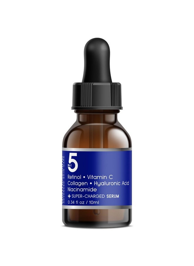 5 in 1 Potent Face Serum with Retinol, Vitamin C, Collagen, Hyaluronic Acid, Niacinamide | May Help Improve Appearance of Fine Lines and Reduce Appearance of Dark Spots Trial Size