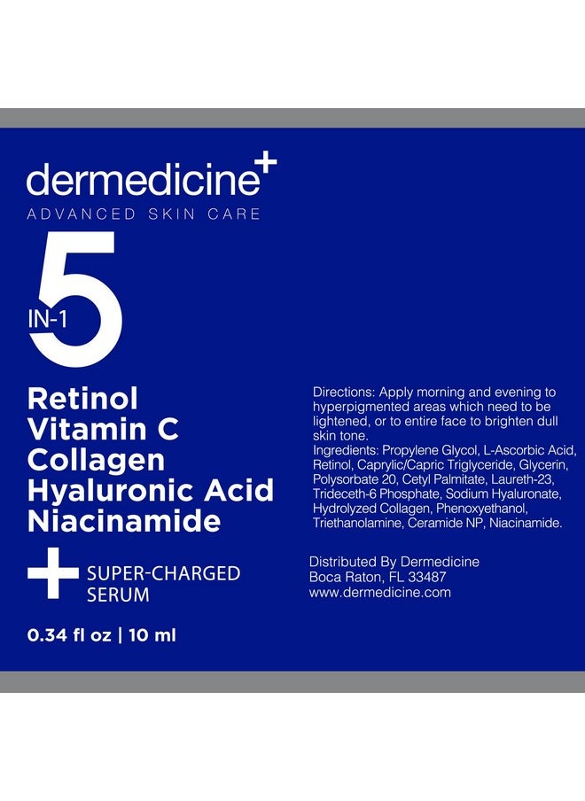 5 in 1 Potent Face Serum with Retinol, Vitamin C, Collagen, Hyaluronic Acid, Niacinamide | May Help Improve Appearance of Fine Lines and Reduce Appearance of Dark Spots Trial Size