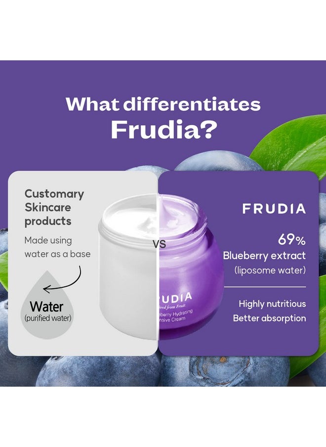 WELCOS FRUDIA Blueberry Hydrating Intensive Cream Mini | Deep Hydration Vegan Facial Moisturizer w/Blueberry Extract, Vegan Panthenol, WS BS Care EX Korean Skin Care Moisturizer Face Cream 0.33 fl oz