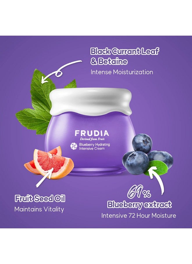 WELCOS FRUDIA Blueberry Hydrating Intensive Cream Mini | Deep Hydration Vegan Facial Moisturizer w/Blueberry Extract, Vegan Panthenol, WS BS Care EX Korean Skin Care Moisturizer Face Cream 0.33 fl oz