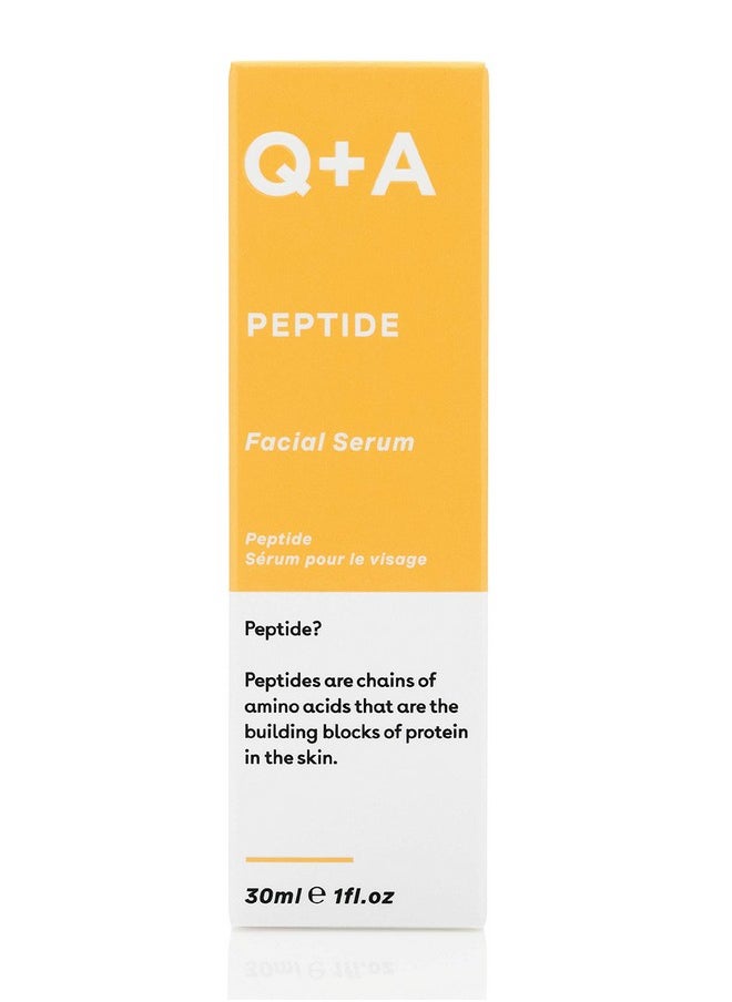 Q+A Peptide Facial Serum - Anti-Ageing Peptide Face Serum for Revitalised, Youthful Skin, Water-Based Fast Absorption - Contains Pure Peptide, Magnesium PCA, and Hyaluronic Acid for Hydration, 1fl.oz