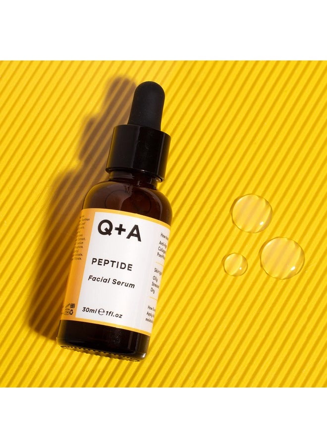 Q+A Peptide Facial Serum - Anti-Ageing Peptide Face Serum for Revitalised, Youthful Skin, Water-Based Fast Absorption - Contains Pure Peptide, Magnesium PCA, and Hyaluronic Acid for Hydration, 1fl.oz
