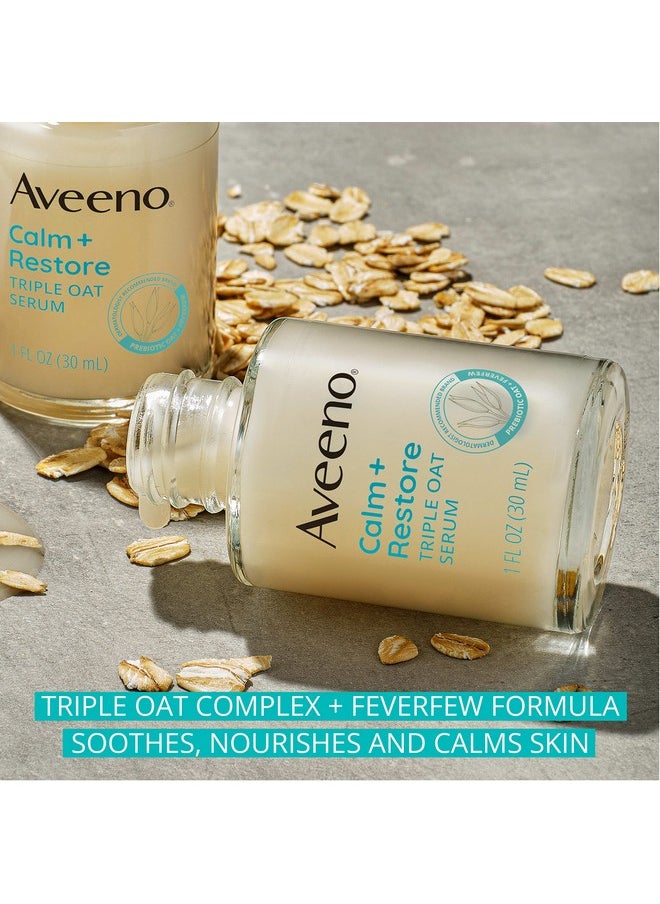 Aveeno Calm + Restore Triple Oat Hydrating Face Serum for Sensitive Skin, Gentle, Lightweight Facial Serum Instantly Smooths Skin, Fast-Absorbing, Hypoallergenic & Fragrance-Free, 1 fl. oz