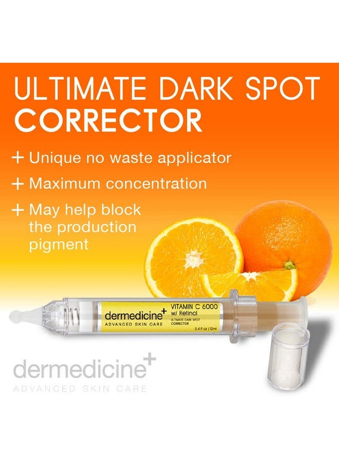 Vitamin C 6000 w/Retinol Ultimate Dark Spot Corrector Serum for Face w/Seaweed & Hyaluronic Acid | Helps Fade & Lighten Appearance of Pigmentation & Smooth Appearance of Wrinkles