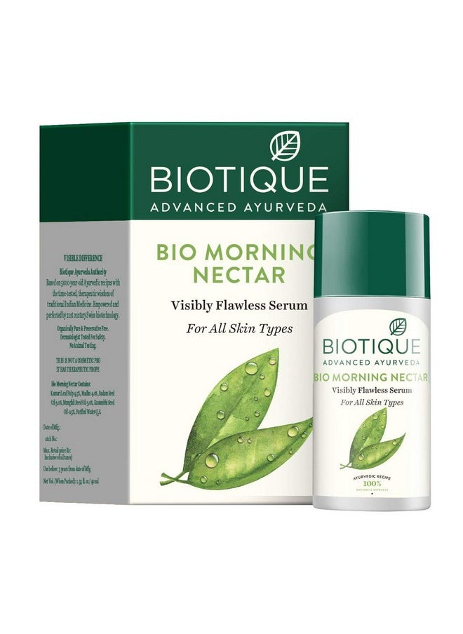 Biotique Morning Nectar Visibly Flawless Serum l Prevents Dark spots, Blackheads and Blemishes l Visibly Flawless Skin l Nourishes and Hydrates Skin l All Skin Types l 40ml