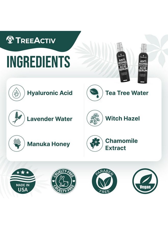 TreeActiv Oil-Free Advanced Skin Repair Serum, 2 oz, Pure Hyaluronic Acid Serum for Face, Serums for Skin Care, Hyaluronic Acid Face Serum for Women, Hydrating Wrinkle Serums and Facial Serums
