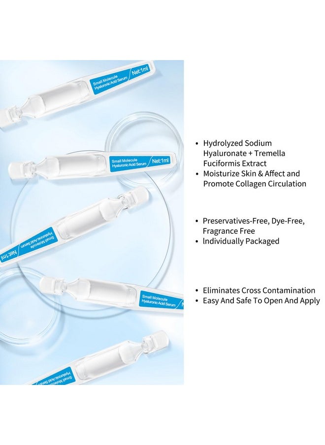 BACHERI Small Molecule Hyaluronic Acid Serum Ampoules for Face, with Sodium Hyaluronate - Moisturizing & Plumping Formula for Youthful Skin - Targets Dryness & Fine Lines - 30 Pcs/Box