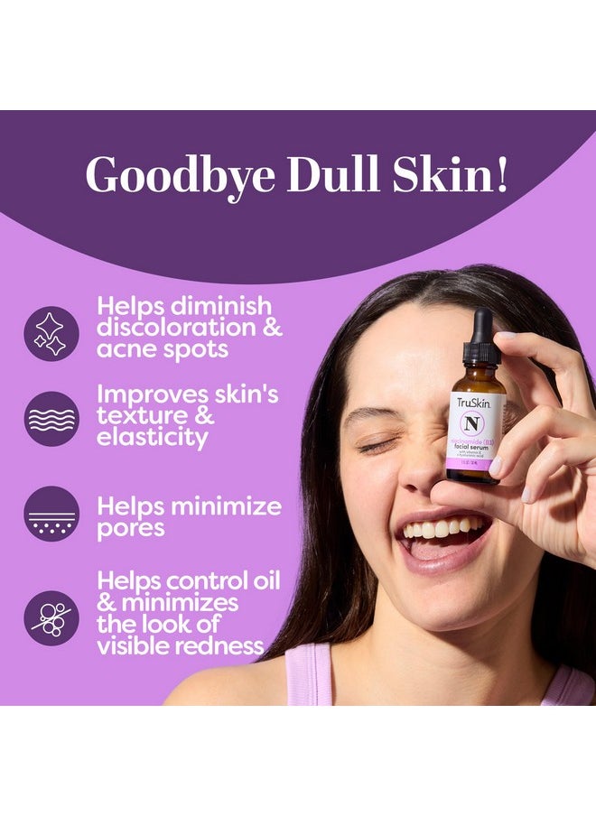 TruSkin (B3) Niacinamide Serum for Face - Pore Minimizer, Soothe Blemishes, Redness, Calm Skin & Even Skin Tone - Hydrating Niacinamide + Hyaluronic Acid, Vitamin E, Aloe Vera & Avocado Oil - 1 fl oz