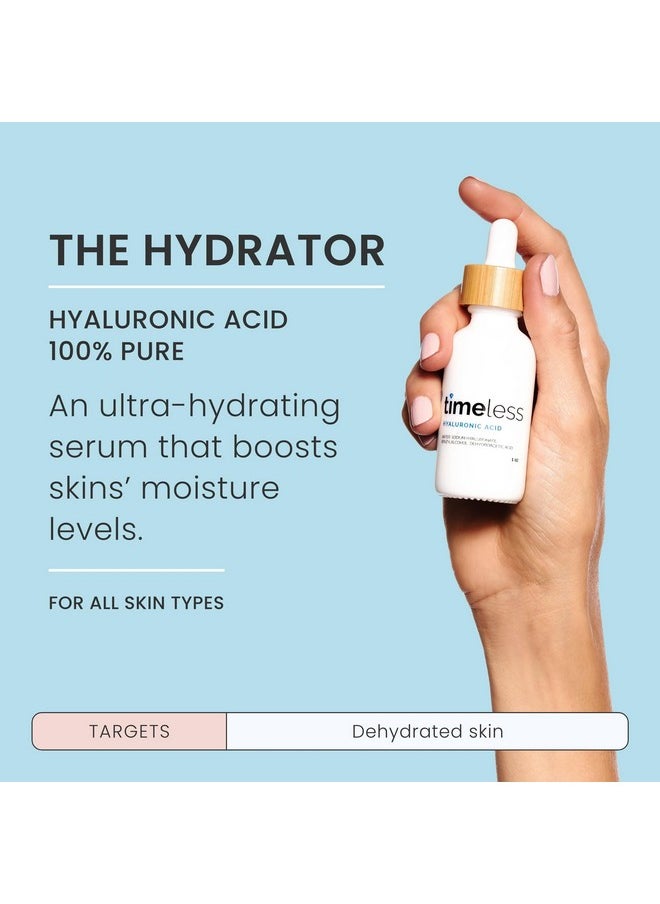 Timeless Skin Care Hyaluronic Acid 100% Pure Serum - Hydrating Face Serum for Personal Care - Fragrance-Free Hyaluronic Acid Serum for Skin Care - 8 oz