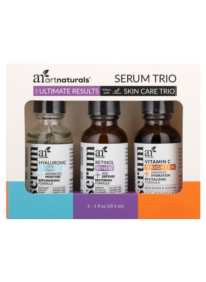 artnaturals Anti-Aging-Set with Vitamin-C Retinol and Hyaluronic-Acid - (3 x 1 Fl Oz / 30ml) Serum for Anti Wrinkle and Dark Circle Remover â€“ All Natural and Moisturizing,1 Fl Oz (Pack of 3)