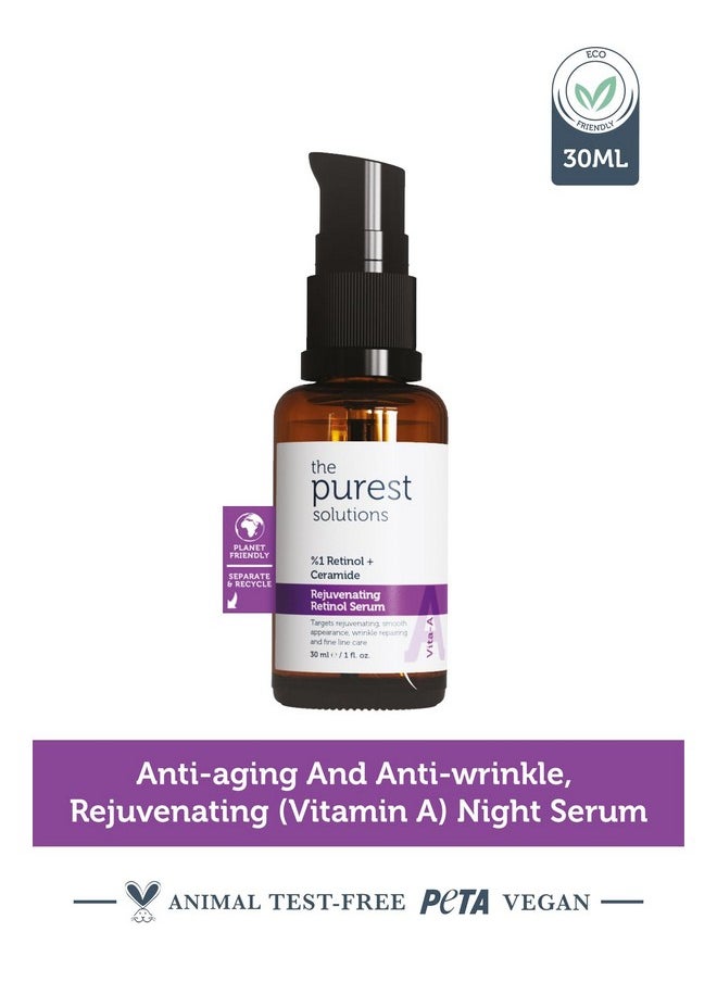 The Purest Solutions Vita-A Rejuvenating Retinol Serum (1% Retinol + Ceramide) - Promote Skin Hydration - Reduce Wrinkles, Fine Lines and Signs of Aging - Vegan | Cruelty Free (1 fl. oz)