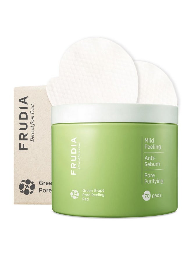 WELCOS FRUDIA Green Grape Pore Peeling Pad | Pore Minimizer Face Exfoliator Toner Pads w/GG Extract, Tannin Pore Complex & Anti Sebum P | Korean Skin Care Facial Cleansing Pads (70 Facial Pads)